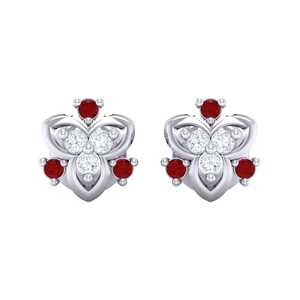 ต่างหูทองคำแท้ประดับทับทิมและเพชรแท้ 6 ชิ้น ความบริสุทธิ์ 14Kt/18Kt ระดับความสะอาด SI - Product Image 1