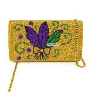 Sac à bandoulière perlé inspiré du Mardi Gras Sacs à main élégants pour le carnaval et les événements - Product Image 2