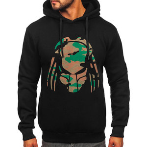 Sudadera con Capucha Negra para Hombre con Estampado de Araña de Camuflaje, Corte Regular Informal, Tejido de Algodón, Ropa de Otoño - Product Image 5