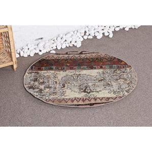 Alfombra de retales de lana Beige Vintage, alfombra de felpa Rectangular de 3x3 pies para sala de estar, dormitorio, Material de poliéster de 10mm de espesor, látex - Product Image 2