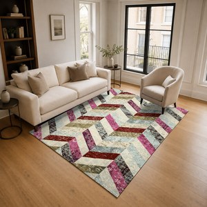 <b>RUGS</b> DEPOT LXDP-0018 Wholesale Terracotta Gold Contemporary Geometric Digital Printed Machine Washable Chenille <b>Rug</b> <b>Non</b> <b>Slip</b> - Product Image 2