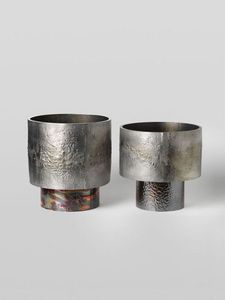 Silver Metal <b>Vase</b> with Natural Marble Base Modern Minimalist Flower Holder Luxury Table <b>Decoration</b> <b>for</b> Home Office Living Room - Product Image 2