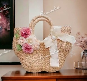 Bolso clásico de jacinto de agua de ratán hecho a mano, venta al por mayor, bolso de playa de paja, bolso de mano de jacinto de agua de paja, bolso de moda para mujer - Product Image 4