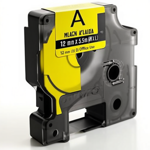 Cinta Adhesiva DYMO IND Amarilla y Negra en Casete de 12 mm x 5.5 m (Ancho x Largo) para Uso en Oficina - Product Image 3