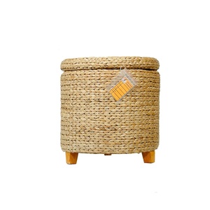 Silla otomana de color amarillo oscuro hecha a mano, muebles para el hogar Vintage ecológicos, diseño Flexible de Jacinto para el almacenamiento de residuos de ropa - Product Image 2