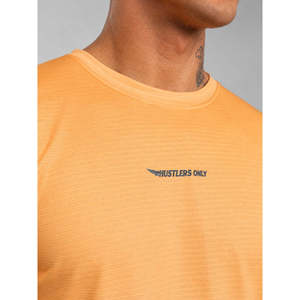 Men's <b>Orange</b> White Solid Regular Fit Short Sleeve O-Neck Casual Woven 100% Polyester Breathable Sublimation Print <b>T</b>-<b>Shirt</b> - Product Image 3