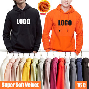 OEM Sweat à capuche en polaire de velours épais personnalisé Pull d'hiver surdimensionné super doux avec col à capuche et conception de poches - Product Image 1