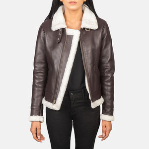 Turn Down Collar Button up Style <b>Women</b> Leather Jacket Zipper <b>Top</b> Class Looking <b>Women</b> Leather Jacket - Product Image 3