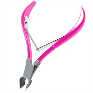 Coupe-cuticules rose vif brillant en acier inoxydable, lames aiguisées, ouverture large, pinces à double ressort, pour soins des ongles et beauté - Product Image 1