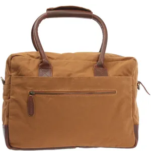 Vintage Style Women cognac Canvas <b>Laptop</b> <b>Messenger</b> <b>Bag</b> Along with Adjustable and Removable Shoulder Strap - Product Image 2