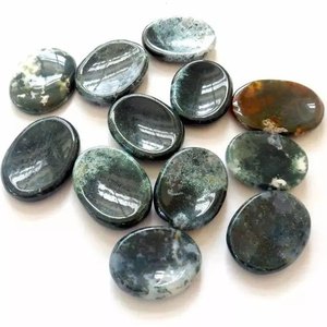 Hecho a mano Natural musgo ágata pulgar preocupación piedra pulido curación cristal bolsillo piedra preciosa piedra semipreciosa artesanía para mascota - Product Image 1