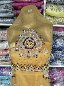 Vestidos de seda tradicionales para mujer de alta calidad, envoltorios de encaje impresos hechos a mano indios con cuentas de piedra para primavera Otoño Invierno - Product Image 2