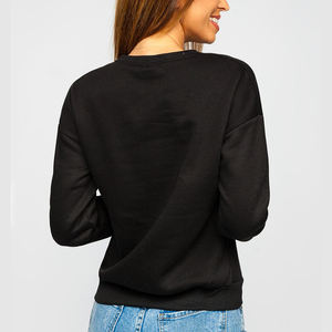 Venta al por mayor de sudaderas de mujer personalizadas Jersey de algodón de gran tamaño con capucha casual de manga larga liso cuello redondo moda cálida ropa de diario - Product Image 6