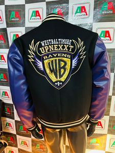 Veste de motard d'hiver lourde fabriquée au Pakistan grande taille laine fourrure de mouton boutons en acier broderie universitaire coton laine respirante - Product Image 5