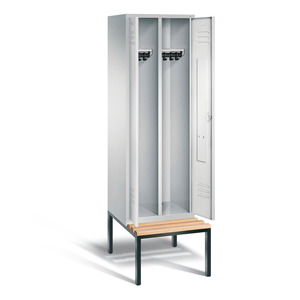 Armadio doppio Cabo con panca, 2 scomparti, L 610, H 2090, P 500/815 mm, grigio/grigio - Product Image 2
