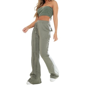 Coupe personnalisée en usine OEM et options de tissu idéales pour les vêtements de danse ou de sport, pantalons de survêtement évasés de style Streetwear pour femmes - Product Image 2