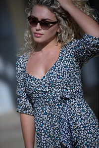 Maxi vestido de verano para mujer personalizado Casual Floral cuello en V manga corta Boho alto vestidos largos para el sol - Product Image 6