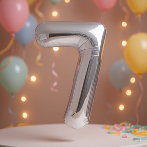 Globo de Número 7 Plateado de 80 cm, Decoración para Fiestas, Globo de Aluminio - Product Image 3