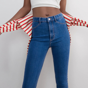 <b>Women</b> Boot Cut Elastic Mid Waist Breathable Eco-Friendly Jeans <b>Pant</b> Trousers <b>Summer</b> Factory Price - Product Image 2