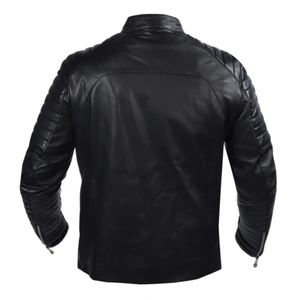 Blouson en cuir d'agneau à double fermeture éclair, chaud et respirant, pour motard - Product Image 2