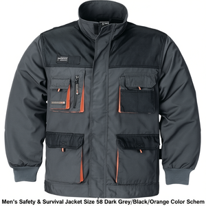 Veste de sécurité et de survie pour homme, taille 58, couleur gris foncé/noir/orange - Product Image 2