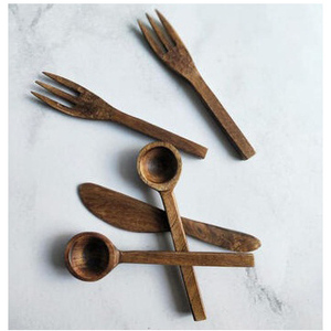 <b>High</b> Quality Natural Wooden Cutlery Spoon Fork <b>Table</b> Flatware Set with Wooden Handle for Weddings and <b>Kitchen</b> Use - Product Image 2