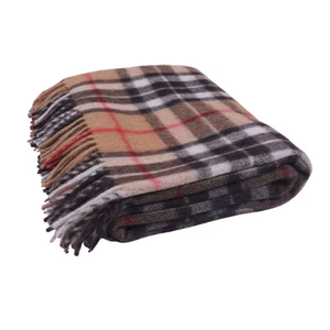 Manta de lana duradera de gran oferta Camel Thomson Tartan Design, elegante, cálido y elegante - Product Image 1