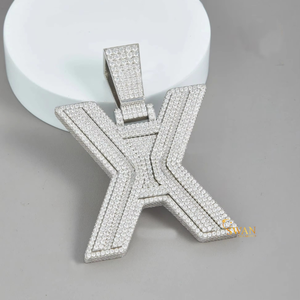 Urban Luxury 925 Sterling Silver Iced Out VVS Moissanite Letter Pendant Hip Hop Style Gold & Rodium Plated Jewelry Regalo perfecto - Product Image 1
