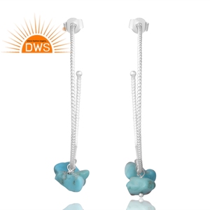 Design élégant 925 argent Sterling naturel Arizona Turquoise pierres précieuses boucle d'oreille conception personnalisée bijoux pour femmes cadeau pour elle - Product Image 1