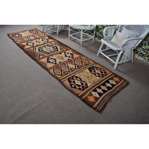 Turkish Vintage <b>Rug</b>, 3.1x10.8 ft <b>Runner</b> <b>Rug</b>, Brown Floral <b>Rug</b> - Product Image 4