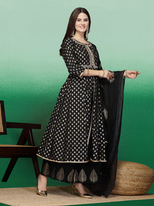 Elegantes Kurtis Rama de Algodón Puro, Estilo Anarkali, Salwar Kameez con Bordado, Última Moda Étnica, Trajes Palazzo de Verano - Product Image 5