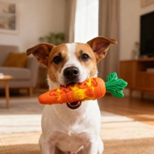 Jouet sonore écologique et indestructible pour chien, en silicone, en forme de carotte, pour l'auto-entretenement et la lutte contre l'ennui - Product Image 3