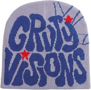 Bonnet tricoté personnalisé OEM vente en gros en vrac bonnets chapeaux mode tricot tête de mort casquettes hiver chaud pas cher logo broderie fournisseur - Product Image 5