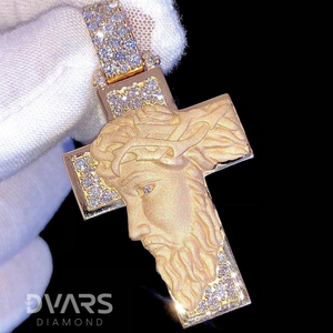 Pendentif Croix de Jésus personnalisé en Moissanite VVS, style Hip Hop, cadeau religieux, bijoux chrétiens en argent sterling plaqué rhodium - Product Image 1