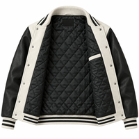 Veste universitaire pour homme, manches en simili cuir, style Letterman, veste bomber de baseball, fabricant en gros