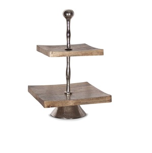 Support à gâteau en bois avec finition naturelle, pour servir des fruits, des gâteaux, des outils de service, pour les fêtes et les célébrations - Product Image 2