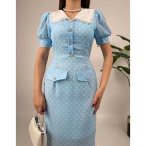 Robe confortable à pois avec col en dentelle 2144 - Product Image 4