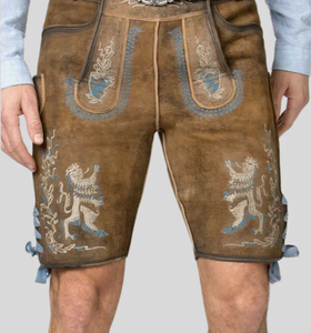 2025 New Arrival Bavarian Style <b>Men's</b> High Quality Goat Suede Leather Lederhosen <b>Slim</b> Fit Mid Quick Dry Breathable Pockets-for - Product Image 6