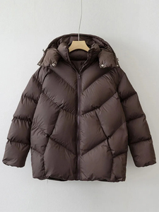 Abrigo de invierno grueso con diseño de cara acolchada Chaqueta de burbuja cálida hecha de tela de lona - Product Image 3