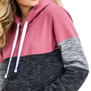 Sudadera con capucha de cuello redondo de algodón de gran tamaño de peso pesado 2025 para mujer sudaderas con capucha de bloque de color bordado personalizado para mujer - Product Image 3
