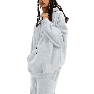 ชุดวอร์มแฟชั่นลำลอง เสื้อฮู้ดดี้โอเวอร์ไซส์ กางเกงวอร์มทรงหลวม ชุดออกกำลังกาย ไหล่ตก ชุดฤดูหนาว - Product Image 4