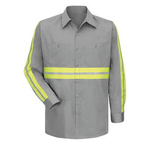 Construction sécurité travail porter uniforme hommes à manches longues 100% coton Polo bouton haute visibilité vêtements de sécurité industrielle pour hommes - Product Image 5