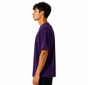 T-shirt pour hommes de coupe classique, tissu en coton 180Gr, léger et respirant, de fabrication italienne, pour un usage décontracté au quotidien, violet - Product Image 2