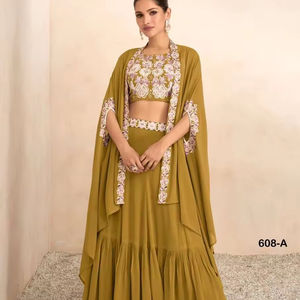 ชุดผ้าไหมแท้สำหรับสุภาพสตรีชุดงานปาร์ตี้งานแต่งงานสไตล์อินเดียสำหรับผู้ใหญ่ - Product Image 1