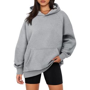 Nouveaux sweats à capuche tendance en coton gris chiné, taille plus, longueur longue, fente latérale, poids lourd, uni, hiver, OEM - Product Image 6