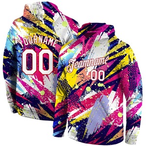 Custom Stitched Graffiti Pattern Blanco-Rojo 3D Sports Pullover Sudadera con capucha - Product Image 1
