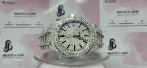 Luxury Round Moissanite Iced Watch Stainless Steel Full Diamond Dial Sapphire Glass Waterproof Elegant Dress T*mep*ece - Product Image 6