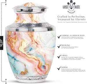 Juego combinado de urna de cremación contemporánea Ocean Tranquility de 3 suministros funerarios de aluminio para cenizas - Product Image 5