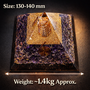 Large Size Polished Natural Amethyst <b>Orgone</b> Pyramid with Copper Coil Energy Healing Chakra Balancing Meditation <b>Crystal</b> Decor - Product Image 4