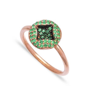 แหวนเพชร CZ สีมรกตแบบมินิมัลลิสต์ทรงกลมดีไซน์ทรงสี่เหลี่ยมรูปทรงเรขาคณิตทำด้วยมือขายส่ง925เครื่องประดับเงินสเตอร์ลิง - Product Image 1